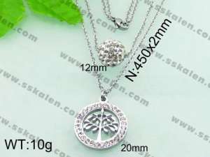 Stainless Steel Stone & Crystal Necklace - KN17455-Z