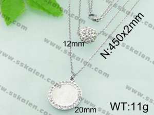 Stainless Steel Stone & Crystal Necklace - KN17456-Z