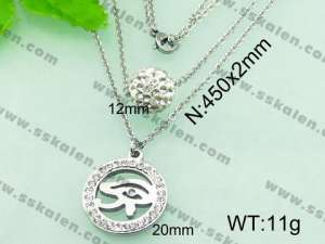 Stainless Steel Stone & Crystal Necklace - KN17457-Z
