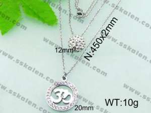 Stainless Steel Stone & Crystal Necklace - KN17458-Z