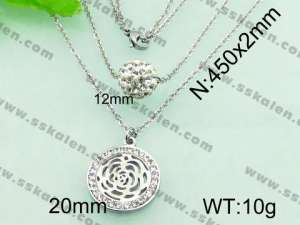 Stainless Steel Stone & Crystal Necklace - KN17461-Z