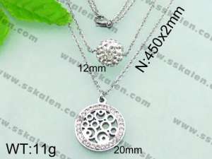 Stainless Steel Stone & Crystal Necklace - KN17462-Z