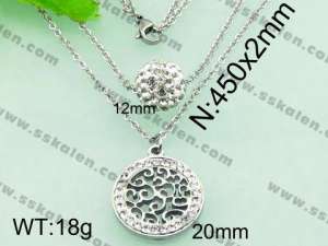 Stainless Steel Stone & Crystal Necklace - KN17463-Z