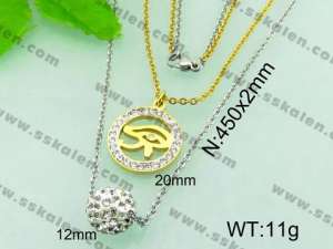 Stainless Steel Stone & Crystal Necklace - KN17466-Z