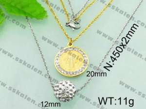 Stainless Steel Stone & Crystal Necklace - KN17469-Z