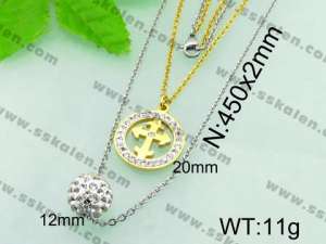 Stainless Steel Stone & Crystal Necklace - KN17471-Z