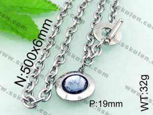Stainless Steel Stone & Crystal Necklace - KN17496-Z