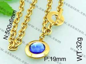 Stainless Steel Stone & Crystal Necklace - KN17499-Z