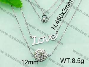 Stainless Steel Stone & Crystal Necklace - KN17535-Z