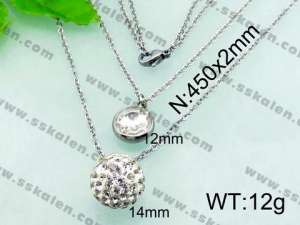 Stainless Steel Stone & Crystal Necklace - KN17541-Z