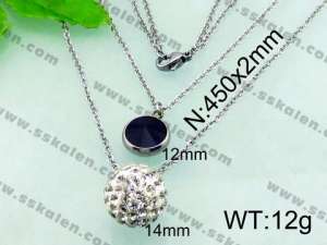 Stainless Steel Stone & Crystal Necklace - KN17542-Z