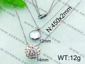 Stainless Steel Stone & Crystal Necklace - KN17543-Z