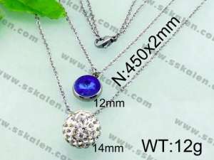 Stainless Steel Stone & Crystal Necklace - KN17544-Z