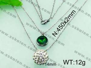 Stainless Steel Stone & Crystal Necklace - KN17545-Z
