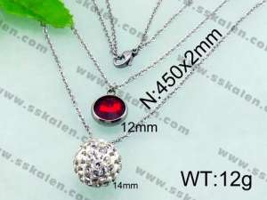 Stainless Steel Stone & Crystal Necklace - KN17546-Z