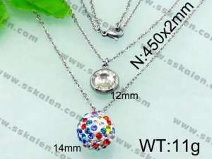 Stainless Steel Stone & Crystal Necklace - KN17547-Z