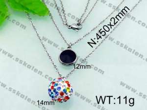 Stainless Steel Stone & Crystal Necklace - KN17548-Z