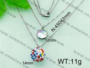 Stainless Steel Stone & Crystal Necklace - KN17549-Z