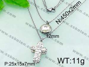 Stainless Steel Stone & Crystal Necklace - KN17552-Z