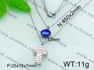 Stainless Steel Stone & Crystal Necklace - KN17554-Z