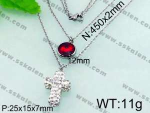 Stainless Steel Stone & Crystal Necklace - KN17555-Z