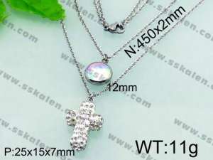 Stainless Steel Stone & Crystal Necklace - KN17557-Z