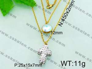 Stainless Steel Stone & Crystal Necklace - KN17563-Z