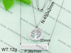 Stainless Steel Stone & Crystal Necklace - KN18070-Z