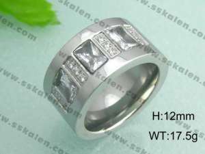 Stainless Steel Stone&Crystal Ring - KR18344-D