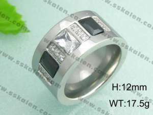 Stainless Steel Stone&Crystal Ring - KR18345-D
