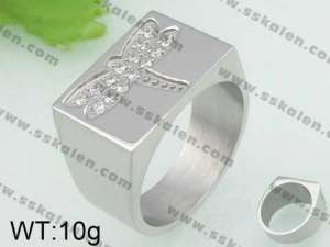 Stainless Steel Stone&Crystal Ring - KR15715-D