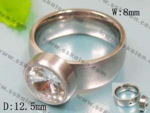 Stainless Steel Stone&Crystal Ring - KR16900-T
