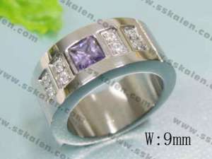 Stainless Steel Stone&Crystal Ring - KR17116-D