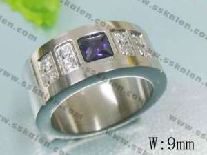 Stainless Steel Stone&Crystal Ring - KR17120-D