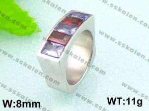Stainless Steel Stone&Crystal Ring - KR18132-D
