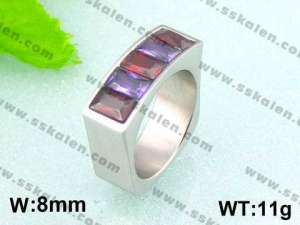 Stainless Steel Stone&Crystal Ring - KR18133-D