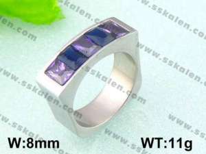 Stainless Steel Stone&Crystal Ring - KR18138-D