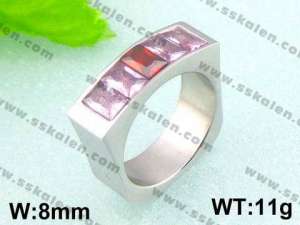 Stainless Steel Stone&Crystal Ring - KR18142-D