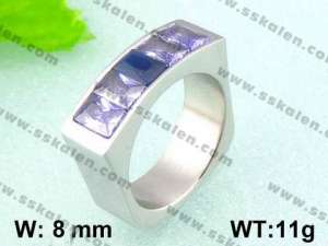 Stainless Steel Stone&Crystal Ring - KR18143-D