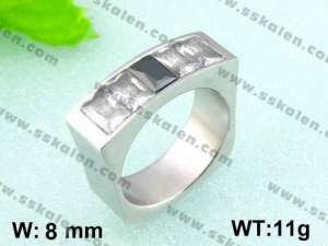 Stainless Steel Stone&Crystal Ring - KR18144-D