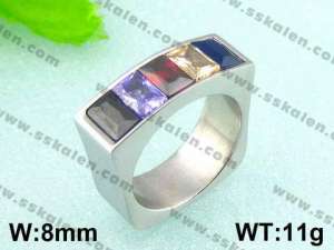 Stainless Steel Stone&Crystal Ring - KR18146-D