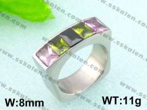 Stainless Steel Stone&Crystal Ring - KR18148-D