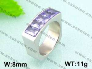 Stainless Steel Stone&Crystal Ring - KR18151-D