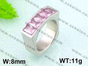 Stainless Steel Stone&Crystal Ring - KR18152-D