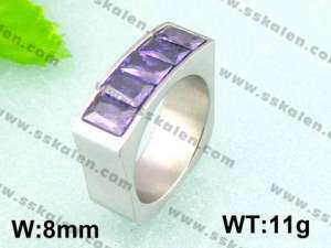 Stainless Steel Stone&Crystal Ring - KR18154-D
