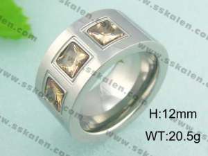 Stainless Steel Stone&Crystal Ring - KR18499-D