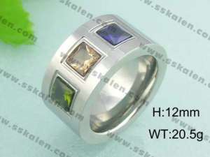 Stainless Steel Stone&Crystal Ring - KR18507-D