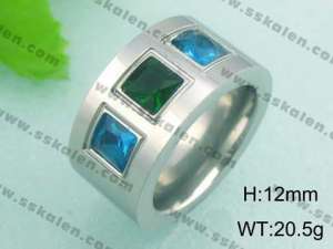 Stainless Steel Stone&Crystal Ring - KR18514-D
