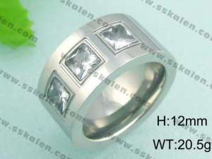 Stainless Steel Stone&Crystal Ring - KR18517-D
