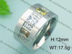 Stainless Steel Stone&Crystal Ring - KR18547-D